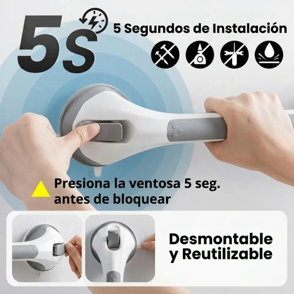 Agárrate ArtiCasa | Barra de Seguridad para Ducha con Ventosas - Sin Perforaciones Arti Casa