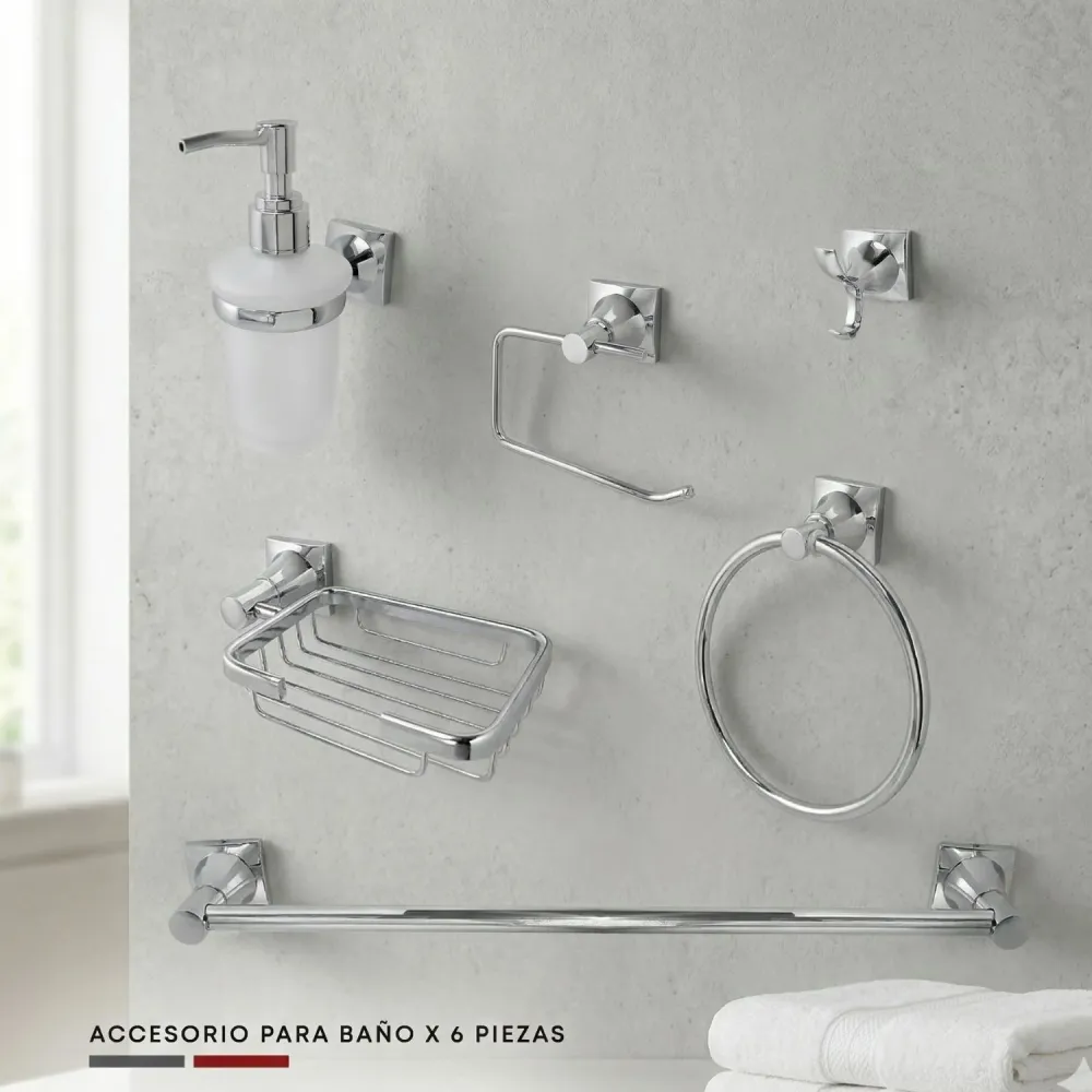 Juego de Accesorios de Baño Xcaret 6 Piezas | Set Completo para Baño Moderno y Funcional BARU