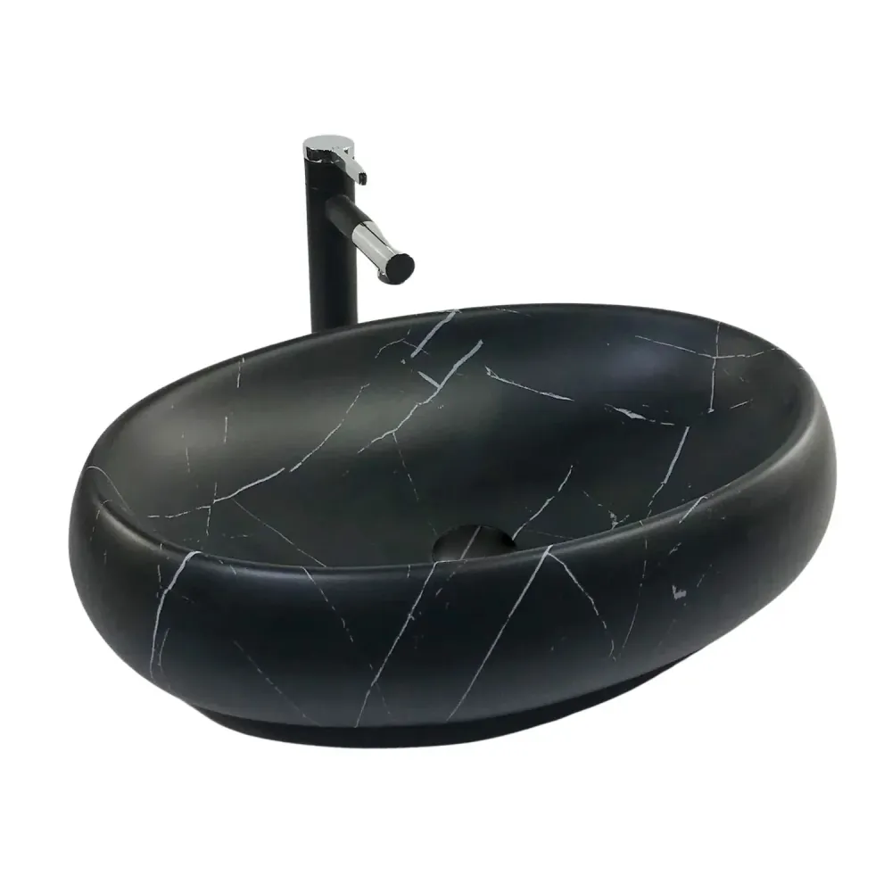 Lavamanos Sobreponer Ovalado Negro 420x300x155mm BARU