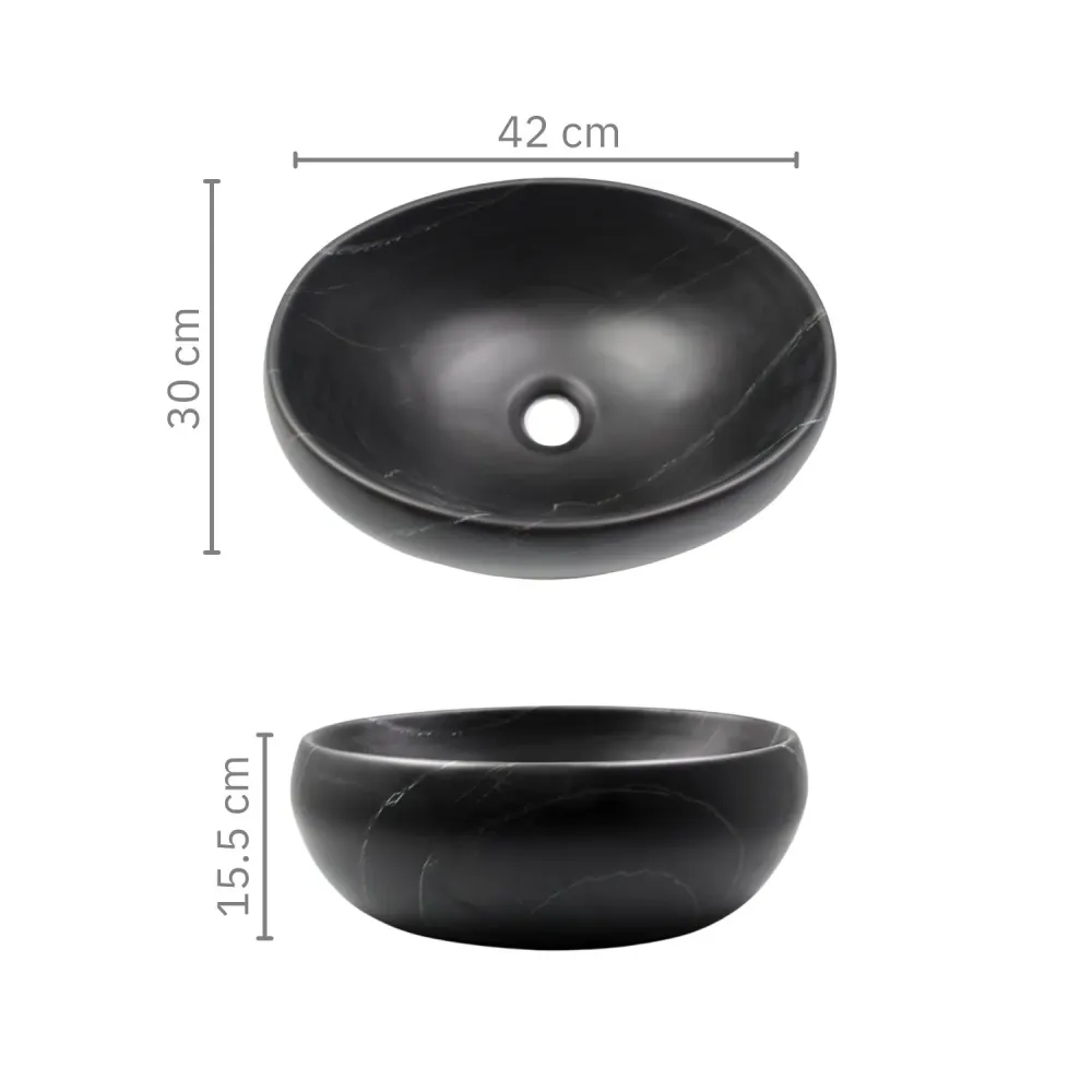 Lavamanos Sobreponer Ovalado Negro 420x300x155mm BARU
