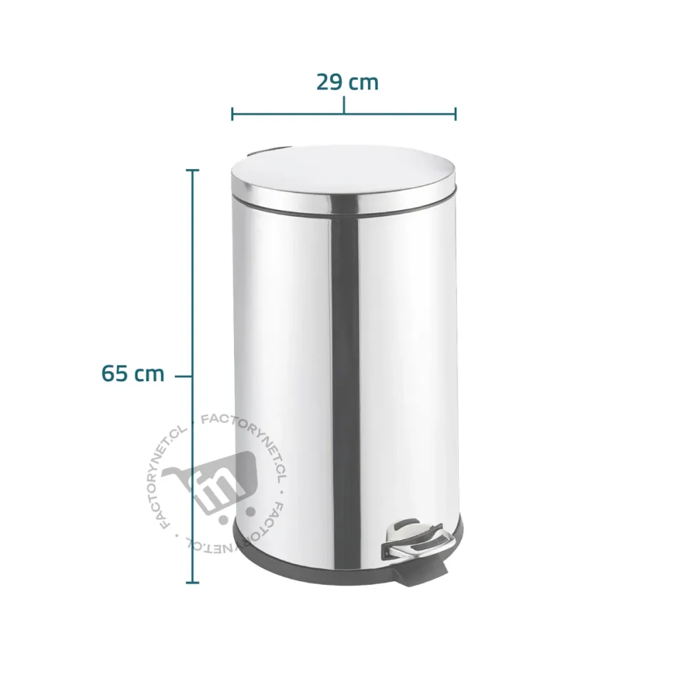 Basurero Papelero Pedal 30 Lts Acero Inoxidable