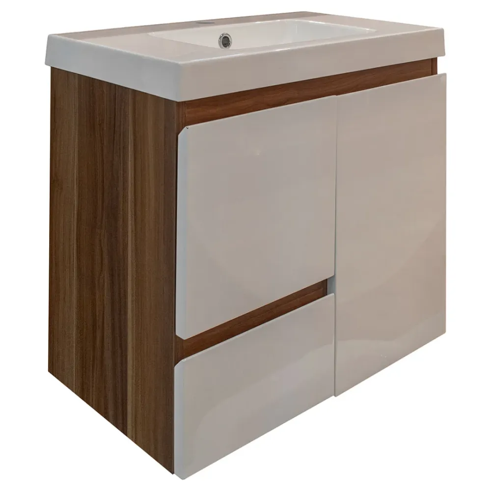 MUEBLE DE BAÑO WHITE+WALNUT2 60X35X55CM BBH, S.A.