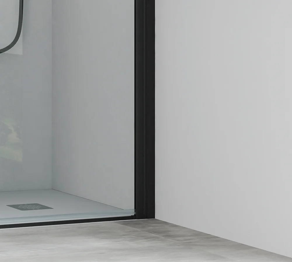 Mampara DENIA MR de Becrisa– Modelo Angular con 2 Puertas Partidas | Máxima Apertura en Esquina Cromo