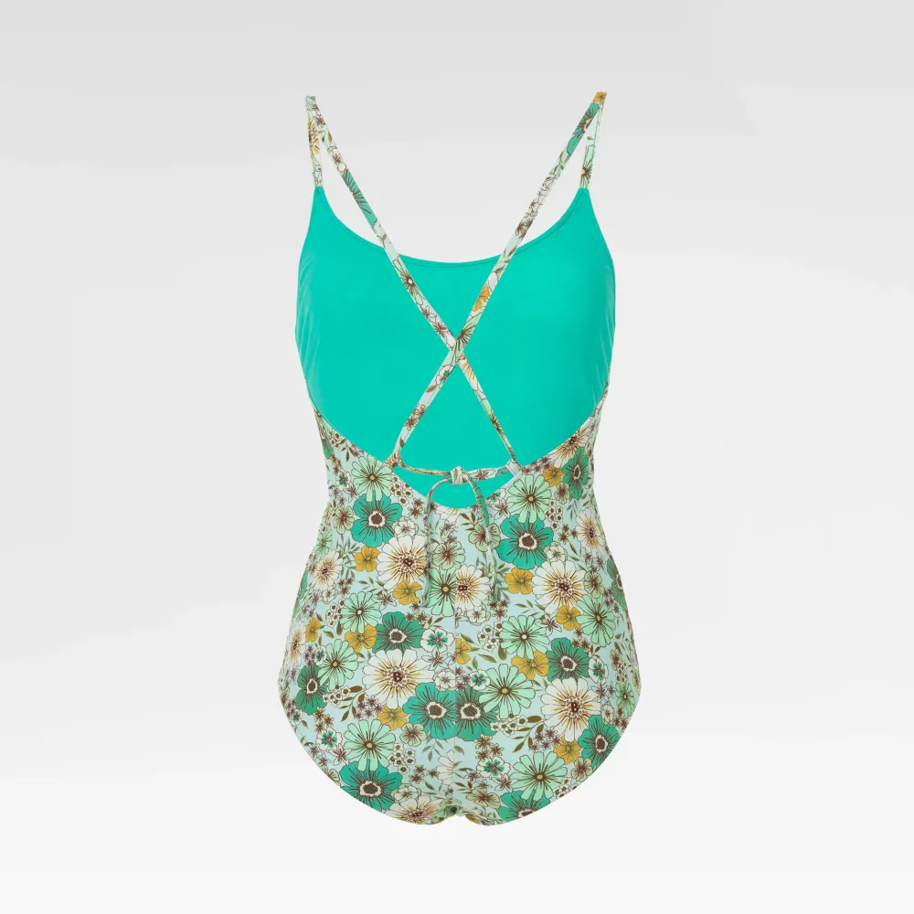 BAÑADOR FLORES Verde Beso Shop