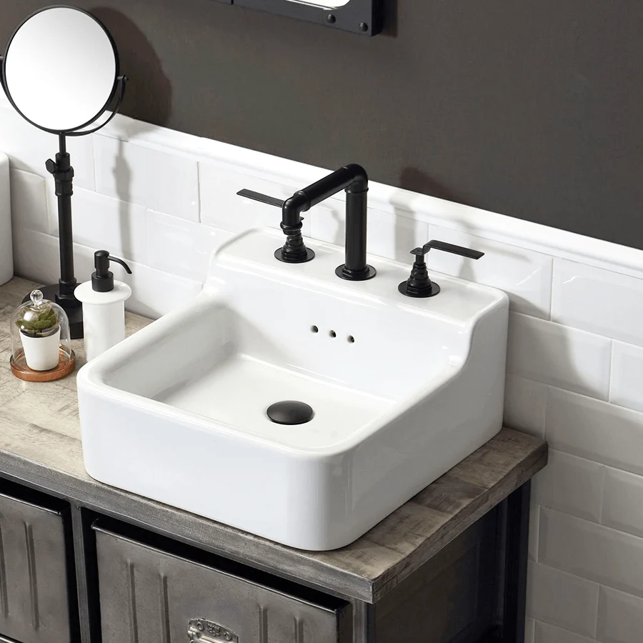 FREGADERO DE PARED Y MOSTRADOR DE CERÁMICA CLÁSICO PEQUEÑO BLEU PROVENCE