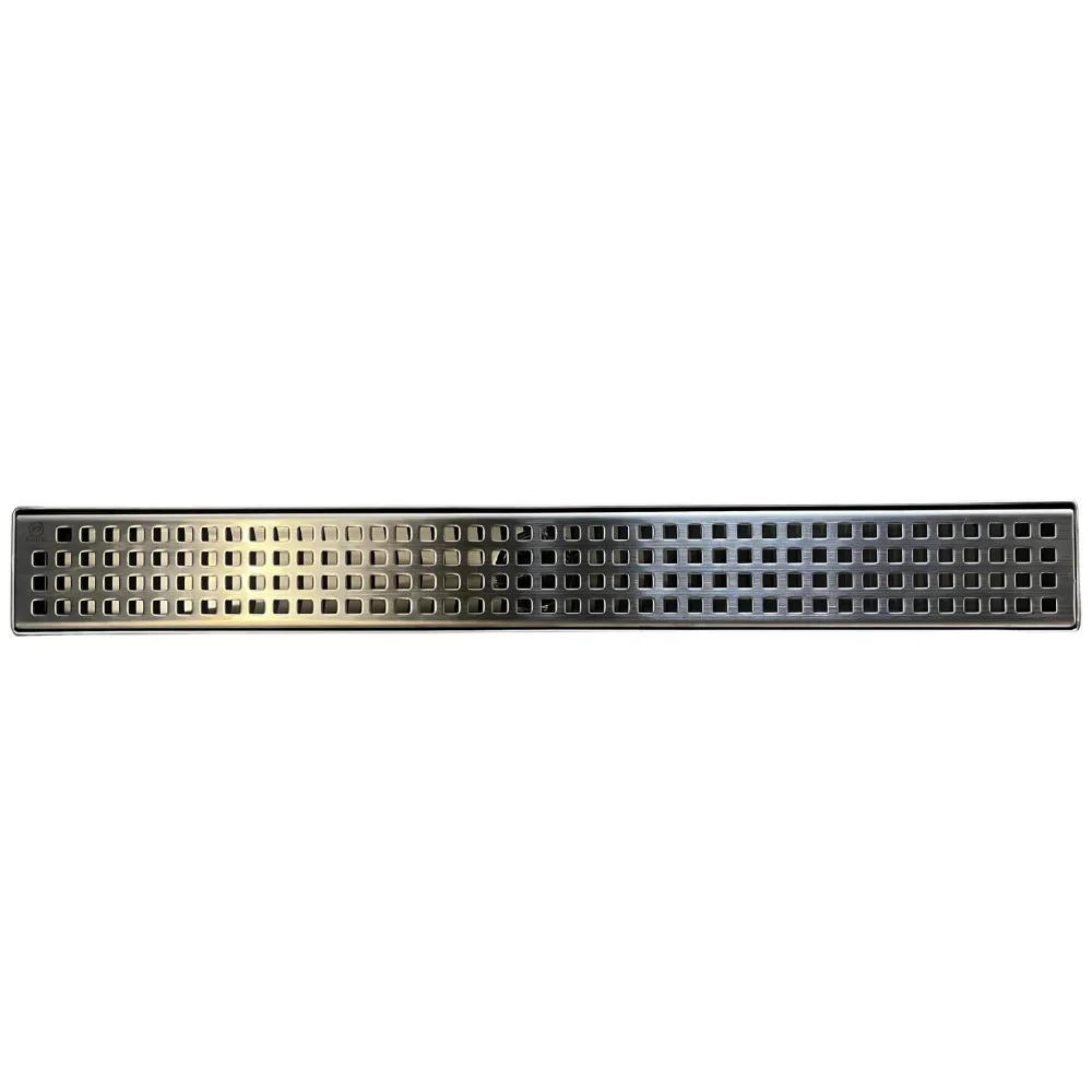 Desagüe para piso lineal 61 cm x 7.5 cm perforado en cuadros en acero inoxidable satinado BM