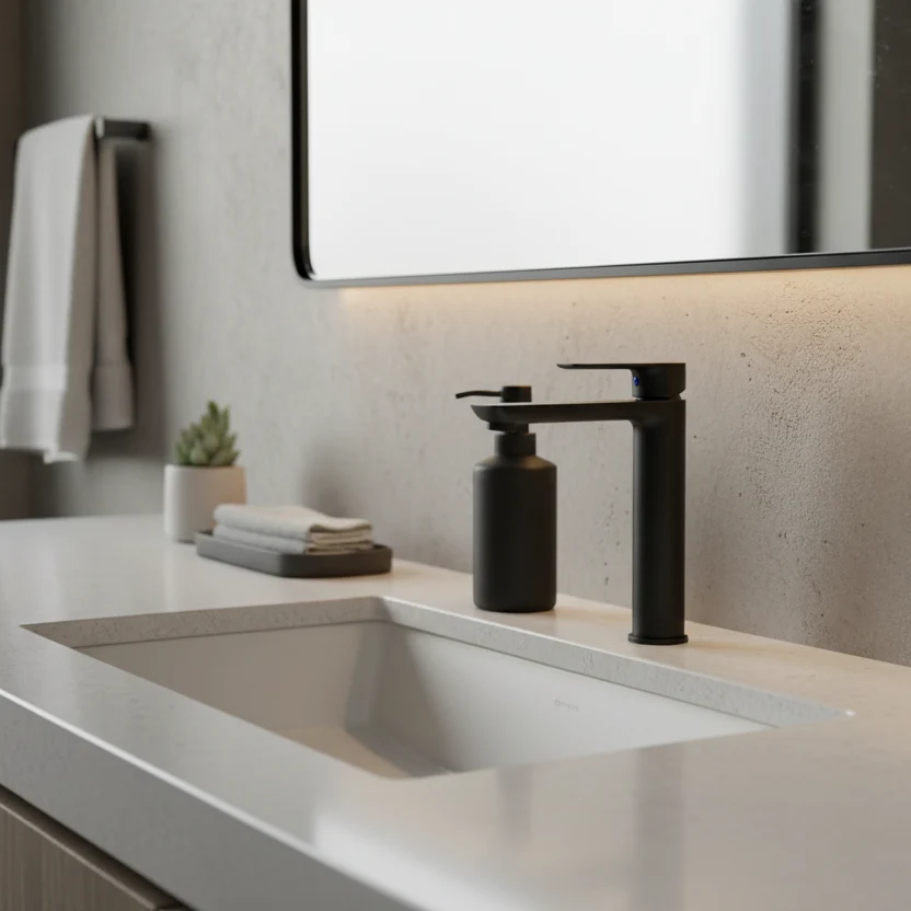 Grifo monomando alto para lavamanos Black en latón negro – Doble temperatura BM