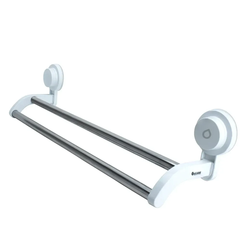 Toallero Doble Barra Adherente 48 cm - Color Blanco BOCCHERINI