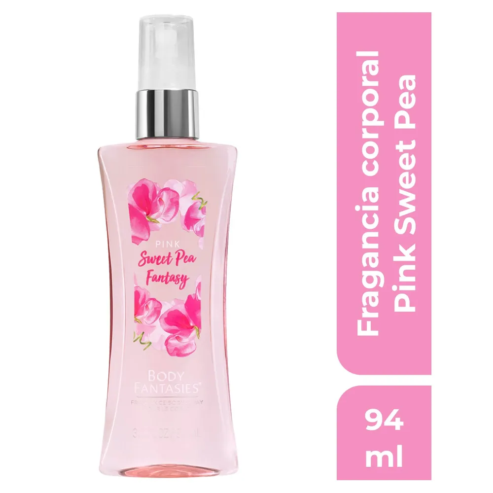 🌸 Body Fantasies, Pink Sweet Pea Fantasy Fragancia Corporal en Spray- 94ml
