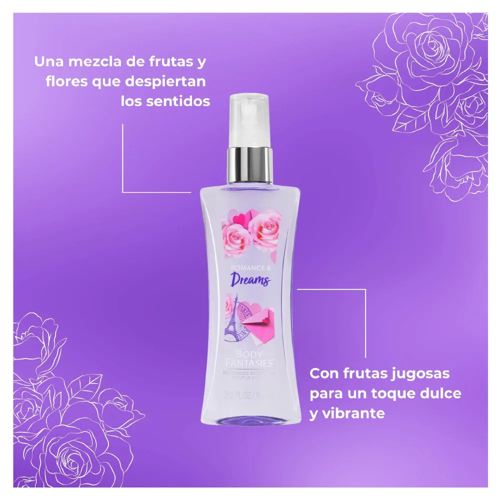 Body Fantasies, Romance And Dreams Fragancia Corporal en Spray, 94 ml