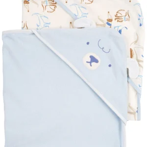 CARTERS NIÑO TOALLA CON CAPUCHA BLUE/IVORY 2PK