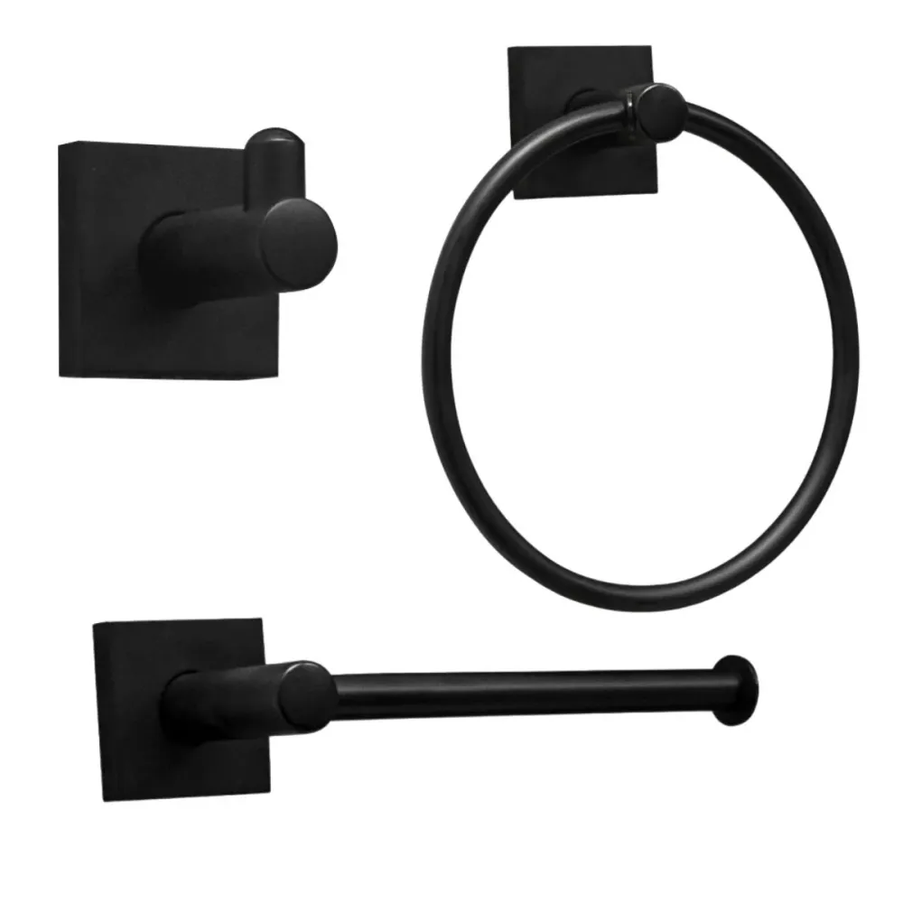 KIT DE ACCESORIOS PARA BAÑO KAPPA 3 PIEZAS NEGRO MATE CASTEL