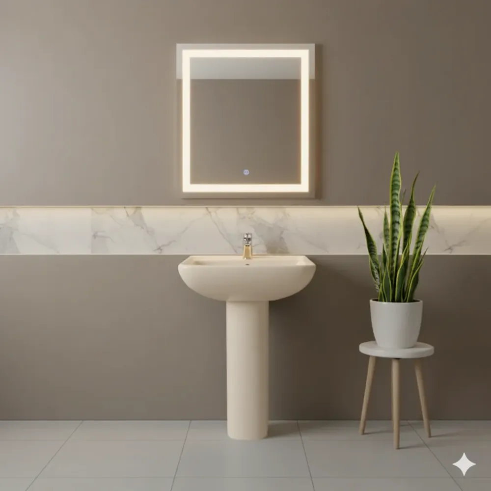 LAVABO Y PEDESTAL CATO GOYA MARFIL
