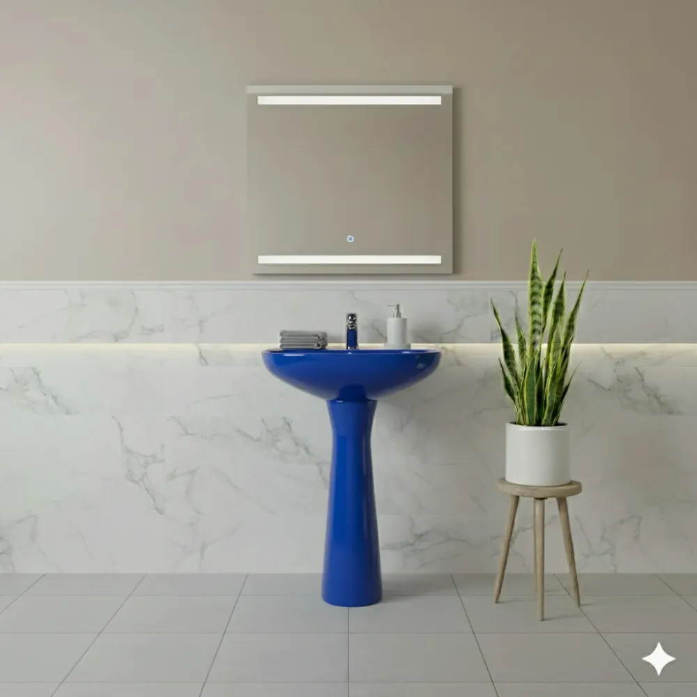 LAVABO Y PEDESTAL CATO JAZMIN AZUL COLONIAL (Calidad única)*