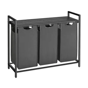 Cesto de ropa con 3 compartimentos - L92,5 cm para Baño Moderno