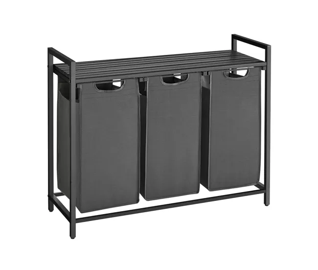 Cesto de ropa con 3 compartimentos - L92,5 cm para Baño Moderno
