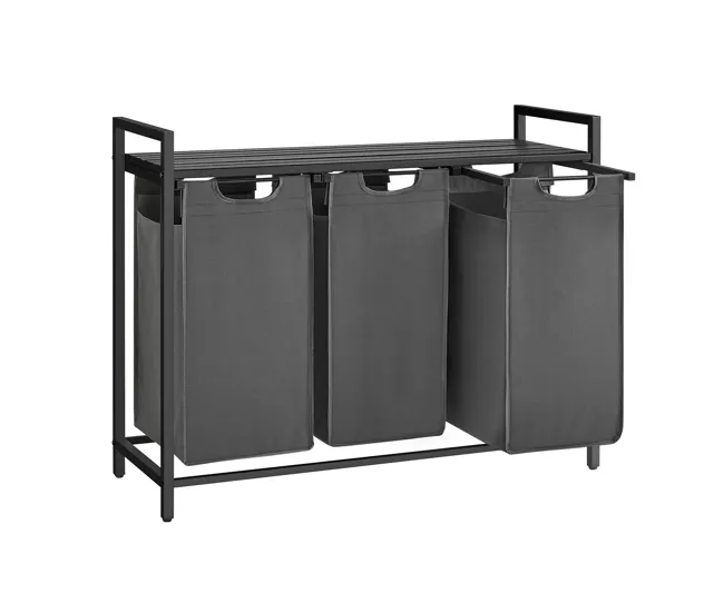 Cesto de ropa con 3 compartimentos - L92,5 cm para Baño Moderno