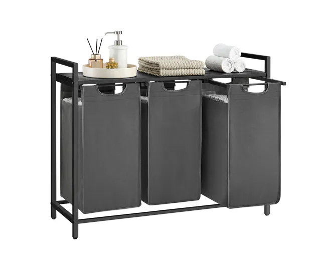 Cesto de ropa con 3 compartimentos - L92,5 cm para Baño Moderno