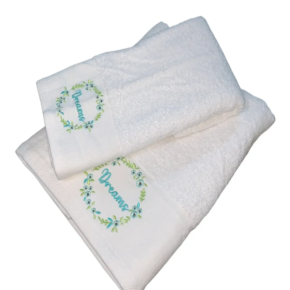 Set 2 Toallas Bordadas Mensaje Dream 500g Chantilly