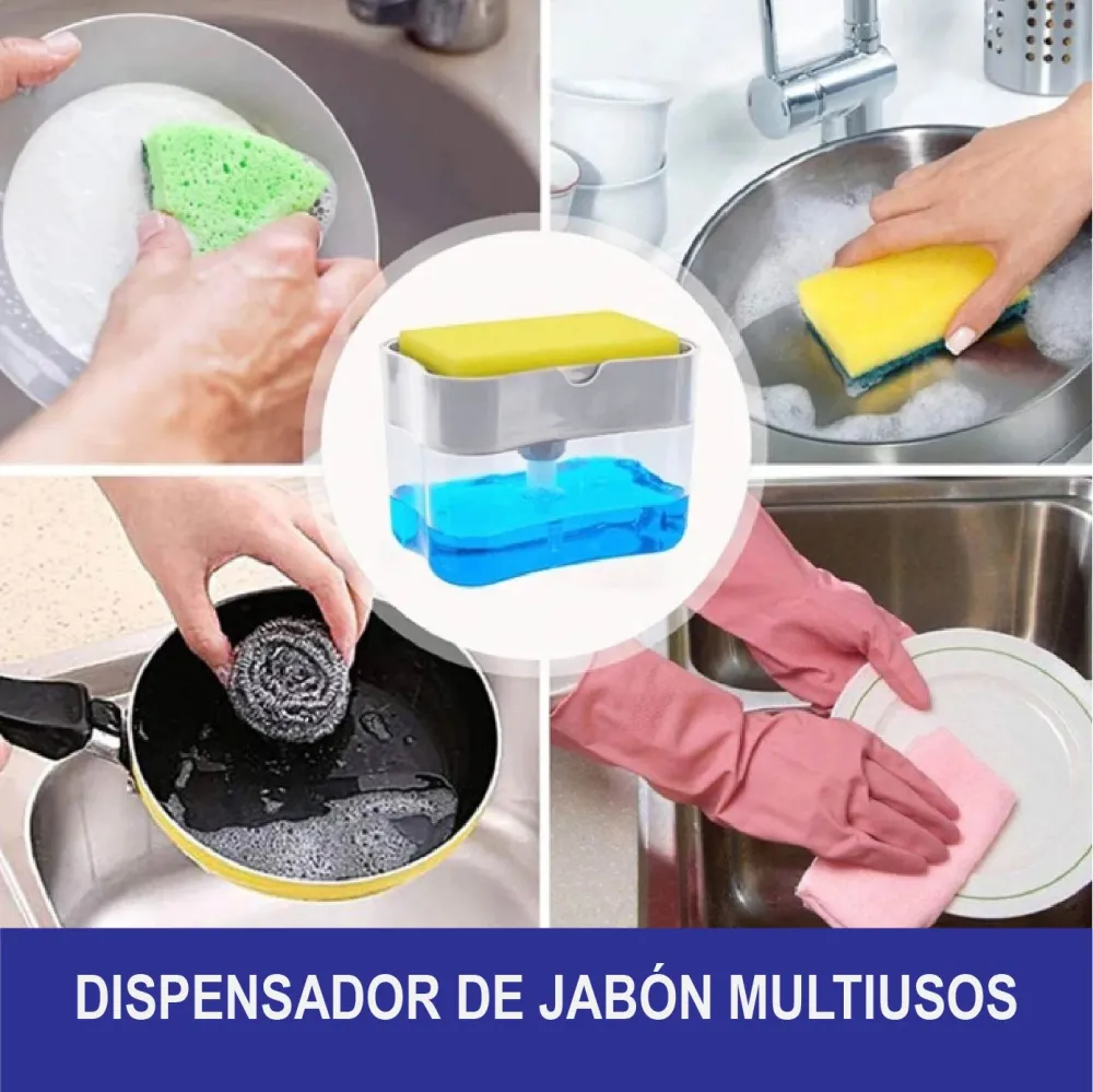 Dispensador de jabón 2 en 1 para cocina con esponja CHIC-FANTASY