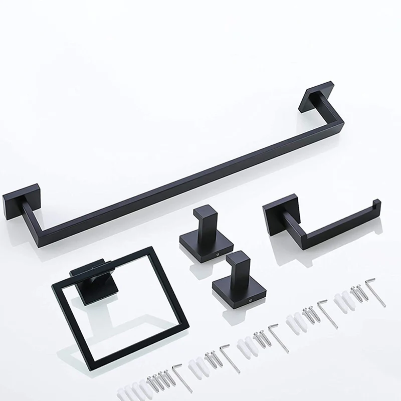 Accesorio de baño de acero inoxidable, individual o en conjunto. Hardware de baño moderno. Clearhalo
