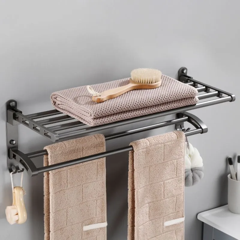 Accesorio de baño contemporáneo, individual o en conjunto, en metal gris Clearhalo