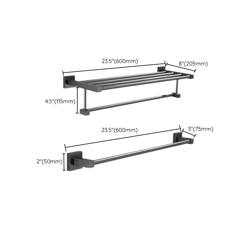 Accesorio de baño contemporáneo, individual o en conjunto, en metal gris Clearhalo