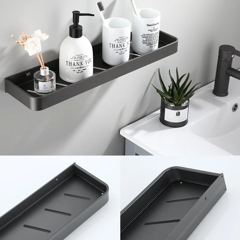 Accesorio de baño contemporáneo, individual o en conjunto, en metal gris Clearhalo