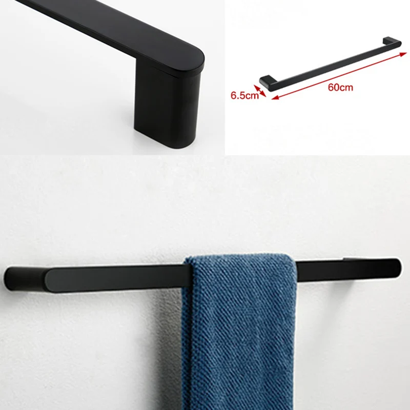Accesorio de baño contemporáneo, individual o en conjunto, en metal negro Clearhalo