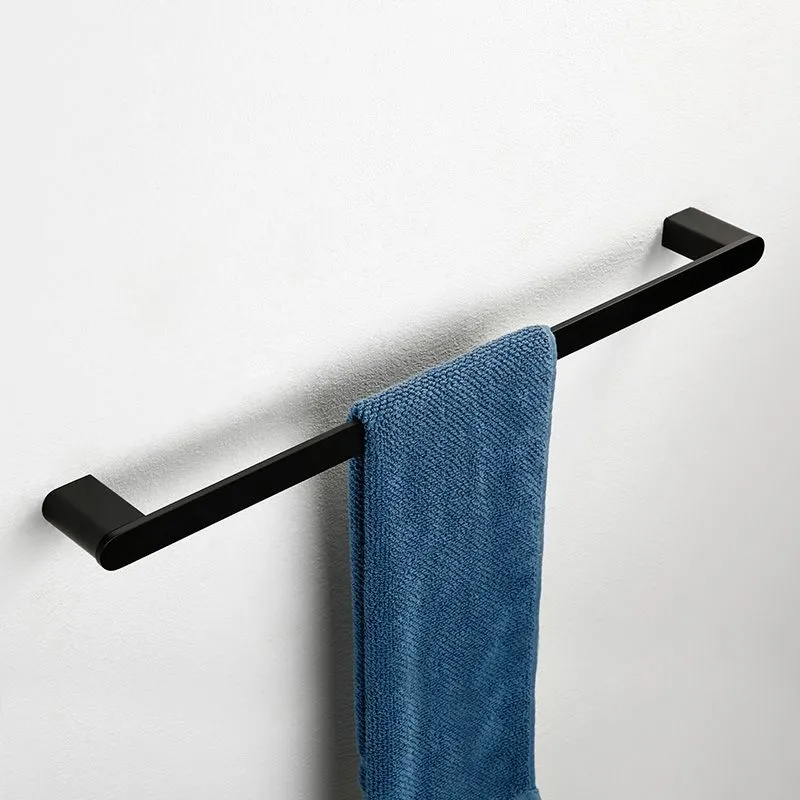 Accesorio de baño contemporáneo, individual o en conjunto, en metal negro Clearhalo