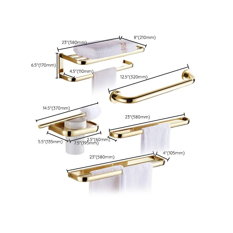 Accesorio de baño dorado de estilo tradicional, individual o en conjunto Clearhalo