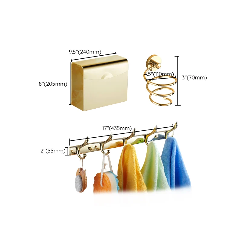 Accesorio de baño dorado de estilo tradicional, individual o en conjunto Clearhalo