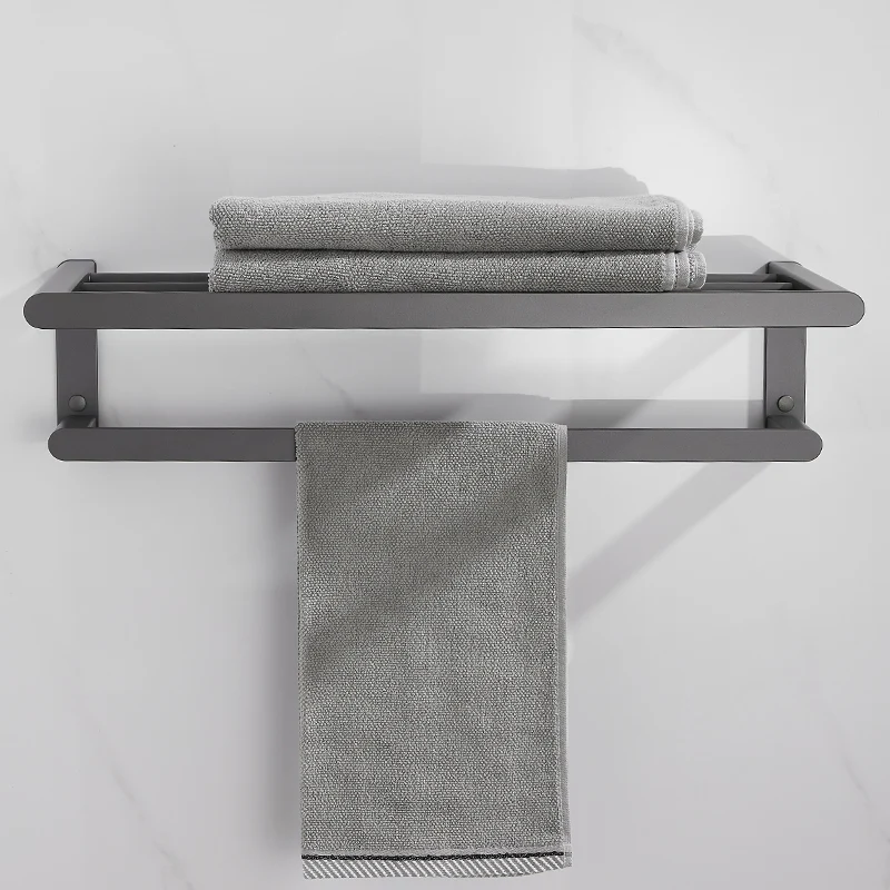 Accesorio de baño gris moderno, individual o en conjunto, de metal Clearhalo