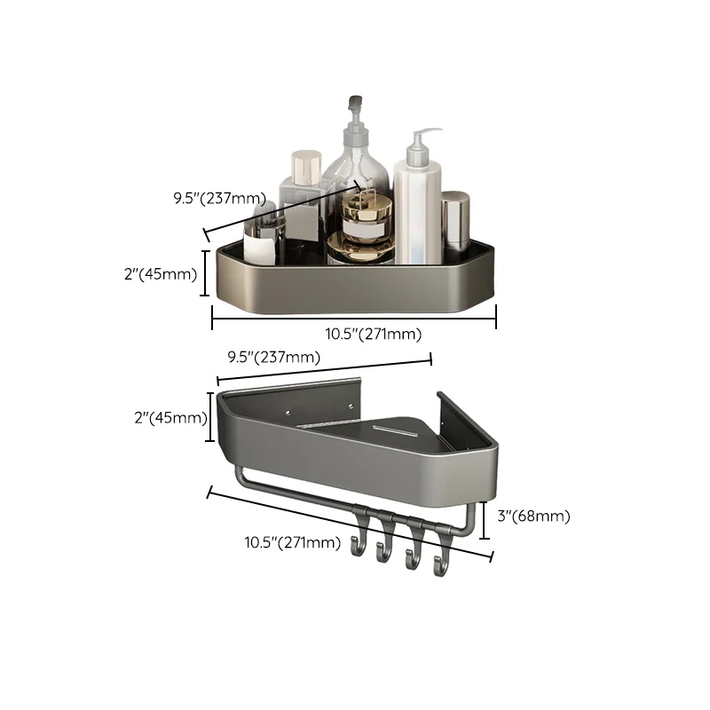 Accesorio de baño de metal con montaje adhesivo, individual o en conjunto con estante para baño Clearhalo