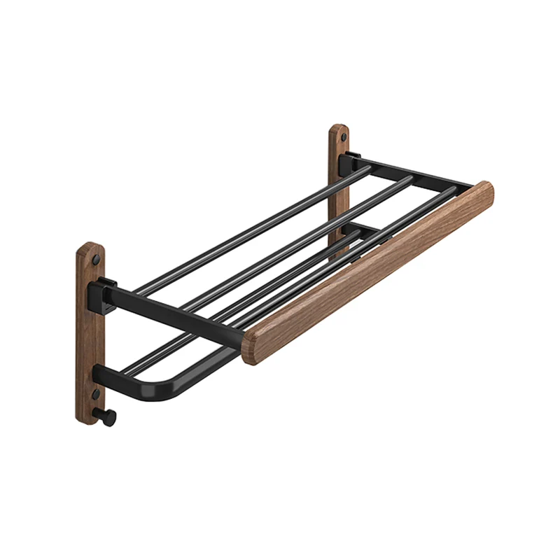 Accesorio de baño de metal y madera, individual o en set, sin perforar Clearhalo