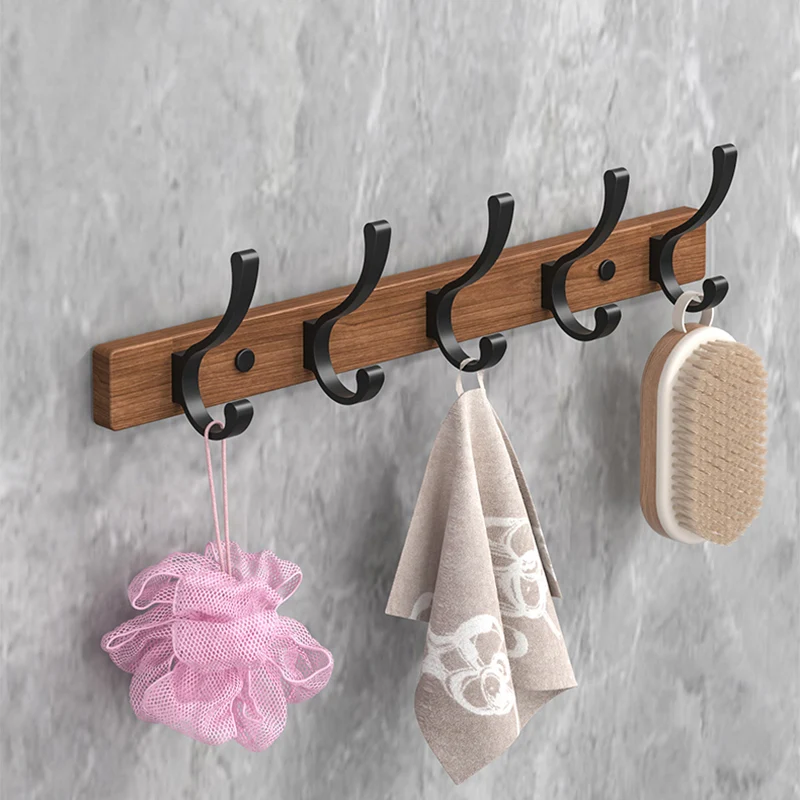 Accesorio de baño de metal y madera, individual o en set, sin perforar Clearhalo