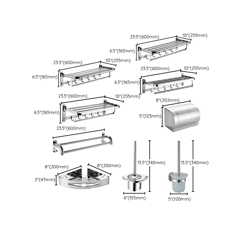 Accesorio de baño moderno de acero inoxidable de 6 piezas, individual o en conjunto Clearhalo