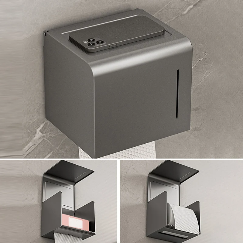 Accesorio de baño moderno gris, individual o como juego con toallero Clearhalo