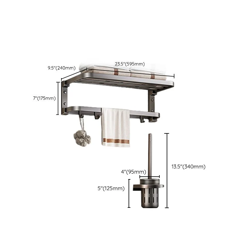 Accesorio de baño moderno gris, individual o como juego con toallero Clearhalo