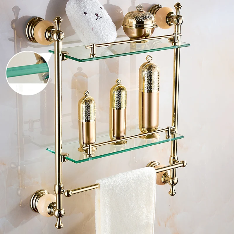 Accesorio de baño moderno, individual o en conjunto, en color dorado. Clearhalo