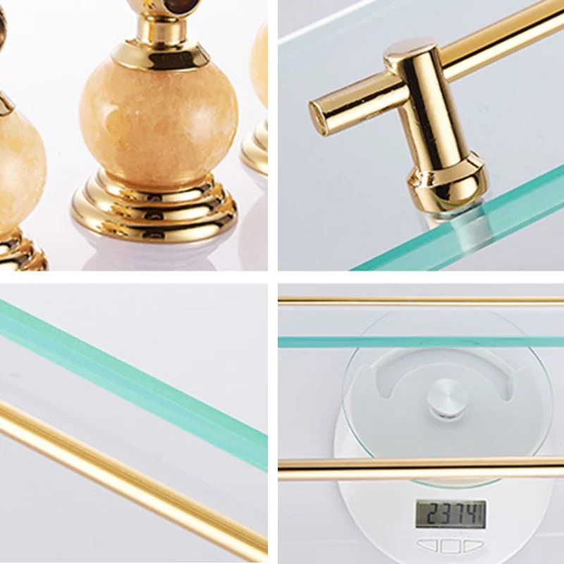 Accesorio de baño moderno, individual o en conjunto, en color dorado. Clearhalo