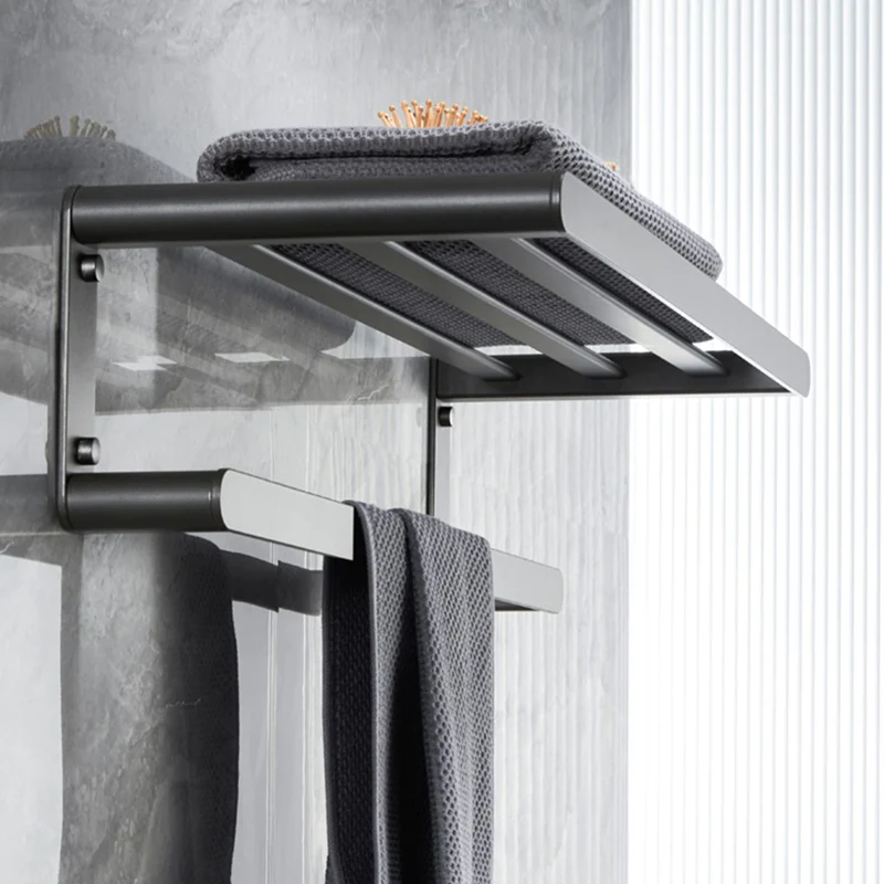 Accesorio de baño moderno de metal, individual o en conjunto, en gris Clearhalo