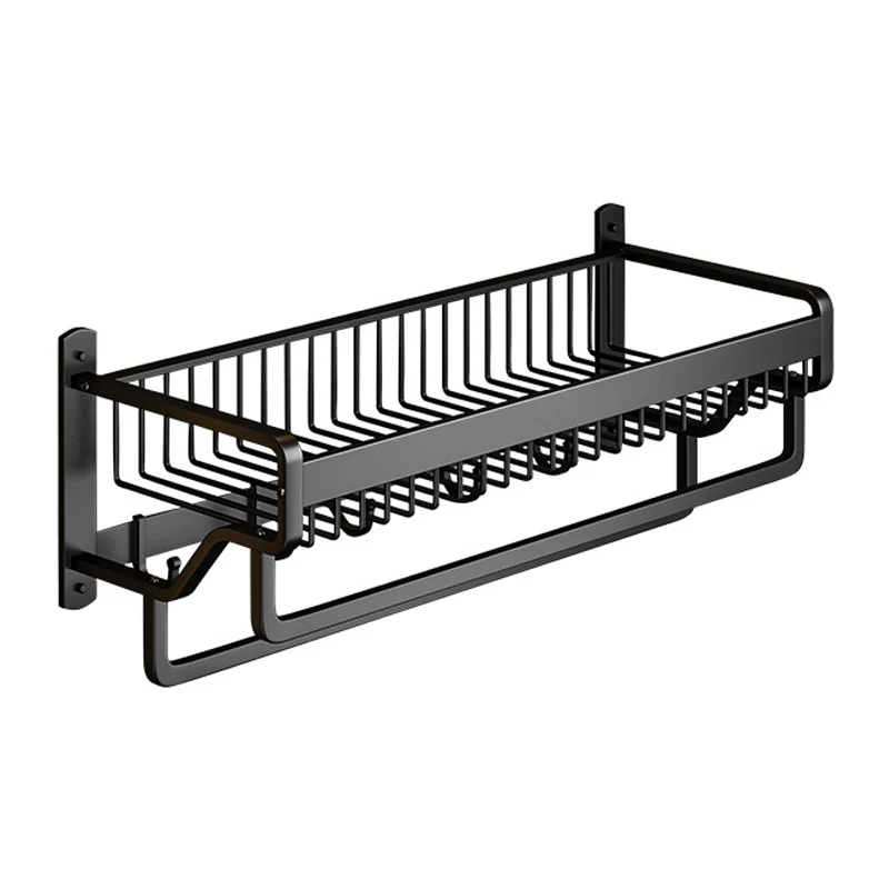 Accesorio de baño moderno de 2 piezas en negro mate, individual o como juego con estante para baño Clearhalo
