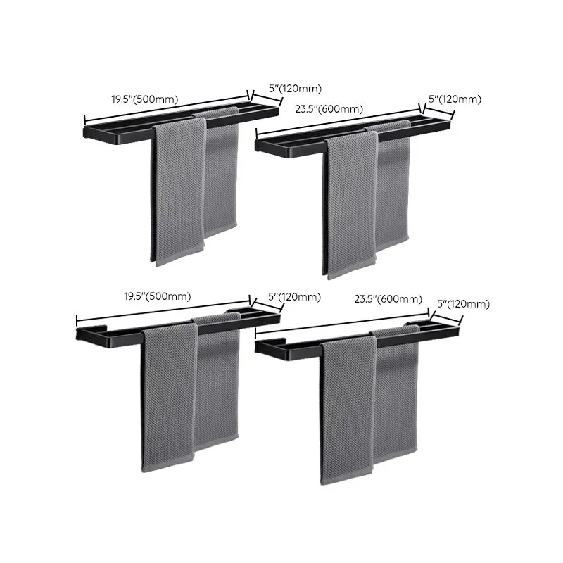 Accesorio de baño moderno de 5 piezas en negro mate, individual o como juego con barra para toallas Clearhalo