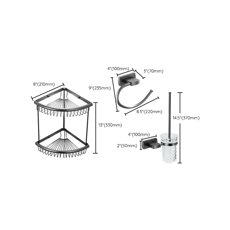 Accesorio de baño moderno plateado, individual o como juego con toallero. Clearhalo