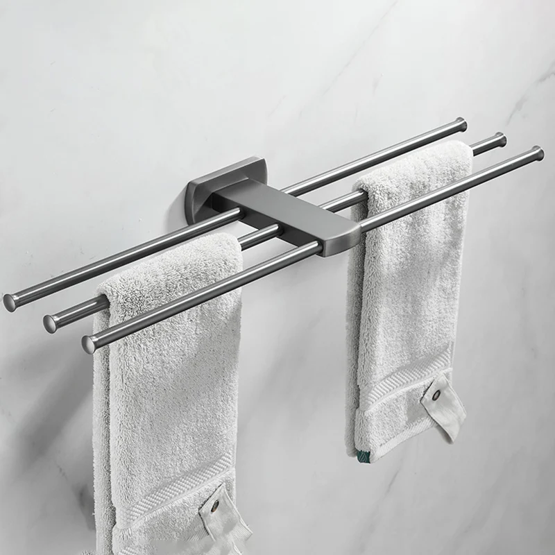 Accesorio de baño moderno plateado, individual o como juego con toallero. Clearhalo