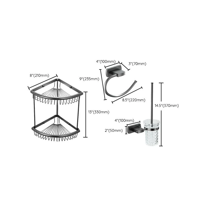 Accesorio de baño moderno plateado, individual o como juego con toallero. Clearhalo