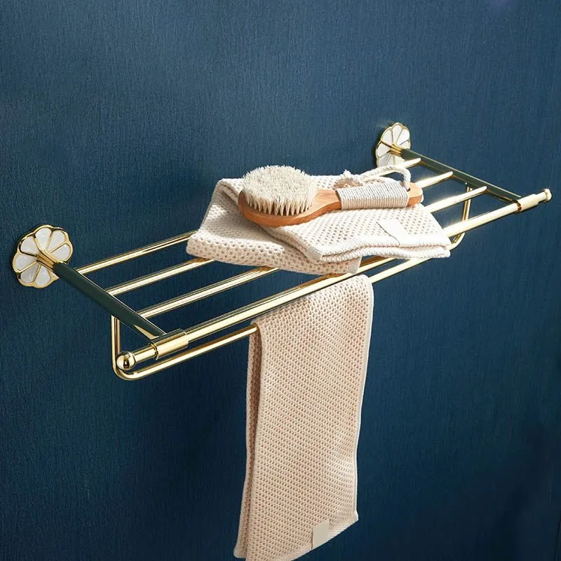 Accesorio de baño sencillo de metal, individual o en conjunto, en color dorado Clearhalo
