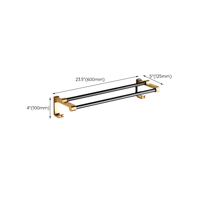Accesorios de baño modernismo Juego de herrajes Estante de baño negro y dorado/Toallero Clearhalo
