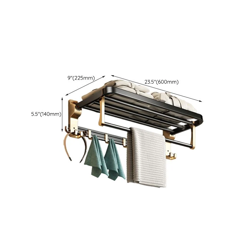 Accesorios de baño modernismo Juego de herrajes Estante de baño negro y dorado/Toallero Clearhalo